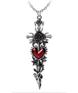 Alchemy Gothic P975 Cross of the Dark Kiss Necklace Pendant Rose Moon Re... - $1,465.59 MXN