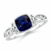 ANGARA Vintage Style Cushion Sapphire Solitaire Ring for Women in 14K Solid Gold - £1,968.24 GBP