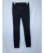 Women&#39;s Good American Skinny Jeans Frayed Hem Size 6/28, Black GLRH419T - $39.60