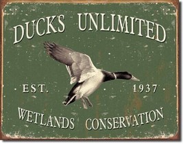 Ducks Unlimited Since 1937 Vintage Retro Hunt Cabin Wall Decor Metal Tin... - $21.77