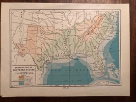 Vintage Color Us The South Southern States Print Plate 6.5&quot; X 9&quot; Unframed - £11.15 GBP