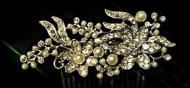 Pearls/Rhinestones hair Comb for a bridal veil. 3.25&quot; length 2 oz. JM106 - £23.74 GBP