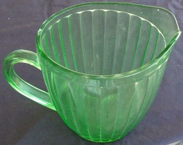 Beautiful Vintage Pressed Green Glass Pitcher – Anchor Hocking – Vertical Optic - £62.27 GBP