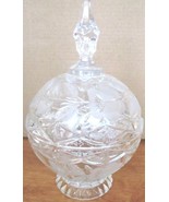 EXQUISITE GERMAN CRYSTAL CUT &amp; ETCHED ROSES BALL SHAPED LIDDED PEDESTAL ... - £12.28 GBP