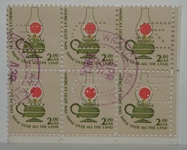 Vintage Stamps American America Usa States 2 $ Dollar Kerosene Oil Lamp X1 B27 - £5.87 GBP