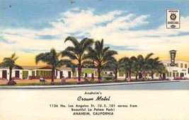Crown Motel US 101 Anaheim Los Angeles California linen postcard - £5.53 GBP