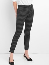 New GAP Women Black Striped Zip Fly Twill Pocket Belt Loop Skinny Ankle ... - £23.97 GBP