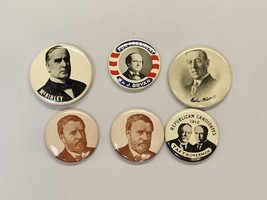 6 Reproduction Presidential Campaign Buttons Pinbacks - £11.20 GBP