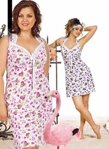 COTTON NIGHT GOWN MADE IN EUROPE SLEEVELESS FLORAL SEXY NIGHTY SLEEPWEAR... - £33.21 GBP