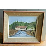 VTG Framed Canvas Barn landscape  painting signed D Gleaton 13.5&quot; x &quot;11.5 - £48.28 GBP