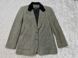 Vintage Ralph Lauren Blazer Womens 4 Wool Herringbone Equestrian Velvet ... - $98.99