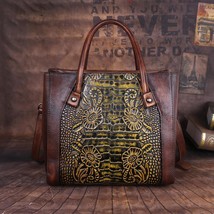 Retro Leather Handmade Women Bag 2022 New First Layer Cowhide Large Capacity Han - £97.06 GBP