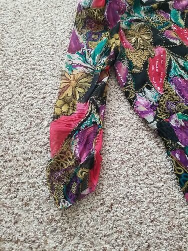 Vtg Diane Freis Maxi Silk Dress Size 10? Elastic Waist Bead Seq Lined Slit Skirt Item image 13