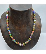 Vintage Tibetan Nepalese beads Chevron Glass Beads Brass Gold Plated Nec... - $55.20