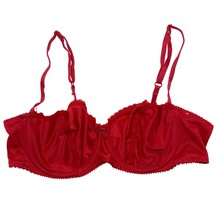 Lovable Red Underwire Bra 36C Adjustable Straps Lace Trim Satin Finish E... - $28.80