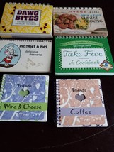 Lot of 6 Counter Spiral Mini Cookbooks Wine Cheese Coffee DAWGS Chinese Cute - £10.27 GBP