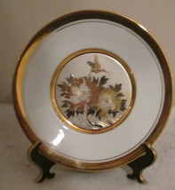 LAL Chokin Art Collection 24KT Gold Rim 6&quot; Plate With Hummingbird Signed - $28.85