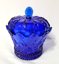Fostoria Royal Blue Hapsburg Crown Candy Dish + Lid Cover Excellent - £51.27 GBP