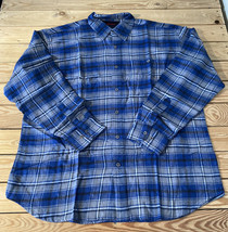 stoic NWOT men’s button up long sleeve plaid shirt size XL blue H4 - $17.81