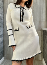 Long Sleeve Skirt Dress Knitwear Ladies Mini  High Waist Dress - $85.00