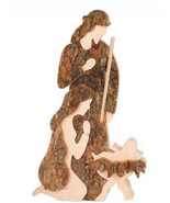 Rustic Holy Family Nativity Decorated Bark Wood Table Decoration 9&quot; H - $60.90 CAD