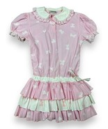 Vtg Paper Moon Pastel Pink Bows Ruffled Short Dress Jumper Kawaii Cottag... - £29.19 GBP