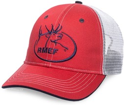 RMEF Red and White Cotton Twill Mesh-Back Cap for Men  - £15.00 GBP