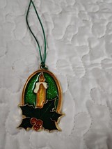 Stained Glass Christmas Candle Ornament Suncatcher Corded Necklace.  Nice - $15.00
