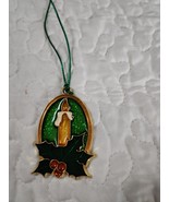 Stained Glass Christmas Candle Ornament Suncatcher Corded Necklace.  Nice - $21.05 CAD