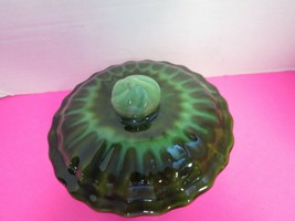 De Forest Of California Pottery Green Brown Dish bowl With Matching Lid - £19.98 GBP
