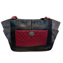 Coach Carrie Park Colorblock Quilted Shoulder Bag Leather Suede Black Wi... - $60.00