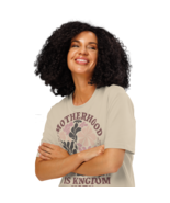 Unisex Organic Ribbed Neck T-Shirt – Motherhood is Kingdom Work Desert Dust - $1,060.93 MXN