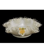 Milk Glass Serving Bowl, Fenton Art Glass, Yellow Roses, Ruffled Rim, BW... - $40.14 CAD