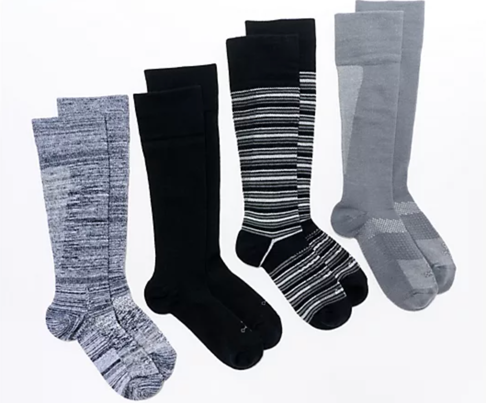Tommie Copper 4PK UltraTemp UltraGuard Over Calf Socks L Large Black Str... - $44.55