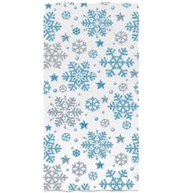 Christmas Snowflakes Hand Towels Blue Silver Glittering Stars Bath Towels Soft K - $16.99