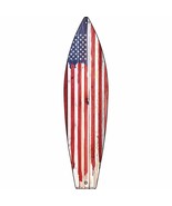 Painted American Flag Novelty Mini Metal Surfboard Sign - £13.54 GBP