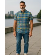 Ralph Lauren shirt men&#39;s XLblue plaid Cotton short sleeve luxury preppy - €17,12 EUR