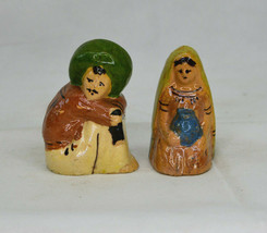 Vintage Ceramic Man In Sombrero And Woman Holding Jug Salt And Pepper Sh... - $13.25