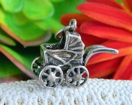 Vintage Baby Carriage Stroller Bracelet Charm Sterling Silver Jezlaine - £15.99 GBP