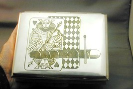 SUPER Mid Century MCM Silver Plate &amp; Bronze Cigar Card Box King Of Heart... - $124.99