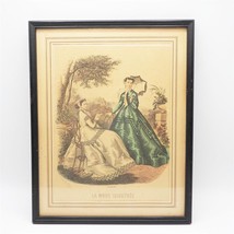 Antique La Mode Illustree Paris Mode Imprimé Cadre en Bois - £56.78 GBP