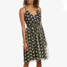 Cupcakes And Cashmere Women’s Kaelyn Midi Dress Sz S Black White Mesh Fl... - $29.65