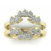 2CT Simulated Diamond Enhancer Wrap Wedding Band Ring Yellow Gold Plated Silver - £57.61 GBP
