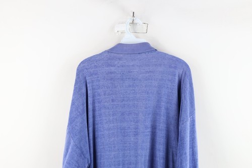 Vintage 90s Streetwear Mens XL Faded Striped Velour Long Sleeve Pullover Polo Item image 13