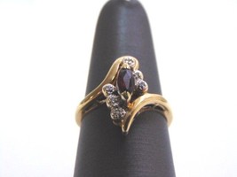 Womens Vintage Estate 10k Gold Ruby &amp; Diamond Ring 2.7g E1738 - £138.48 GBP