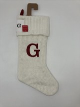 Knit Wondershop Monogrammed “G” Stocking white w red letter 18 inch - $335.37 MXN