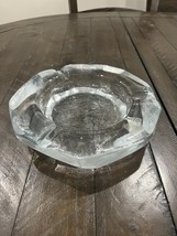 Blenko Clear Glass Ashtray Facet Collection Ice Cube Frosted 1980’s Sticker - $928.31 MXN