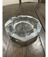 Blenko Clear Glass Ashtray Facet Collection Ice Cube Frosted 1980’s Sticker - $928.31 MXN