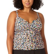 Anne Cole Twisted Mosaic Dot Printed Tankini Top Size 16W Underwire Slimming New - £26.00 GBP