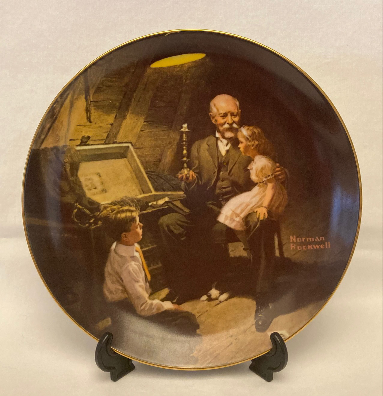 Norman Rockwell collector&#39;s plate Grandpa&#39;s Treasure Chest Edwin M Knowles - $3.00